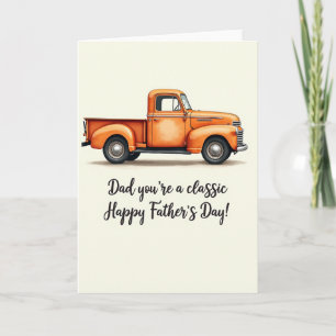 Vintage Oranje Truck Vader Kaart