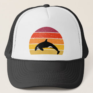 Vintage Orca Killer Whale Sunset Gift Trucker Pet