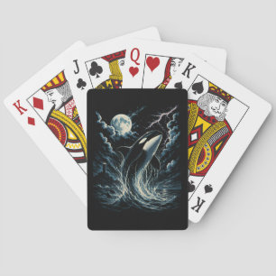 Vintage Orca Middernachtmaan 90s Orka Pokerkaarten
