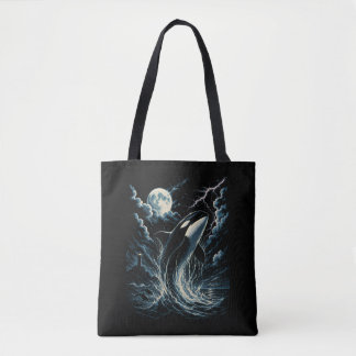 Vintage Orca Middernachtmaan 90s Orka Tote Bag
