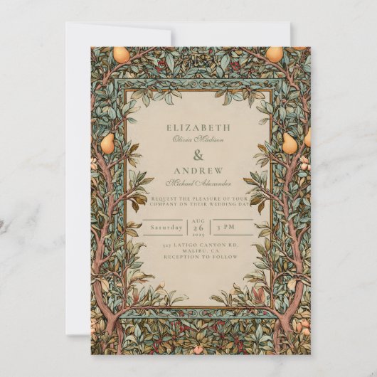 Vintage Orchard Botanical Wedding Kaart (Voorkant)