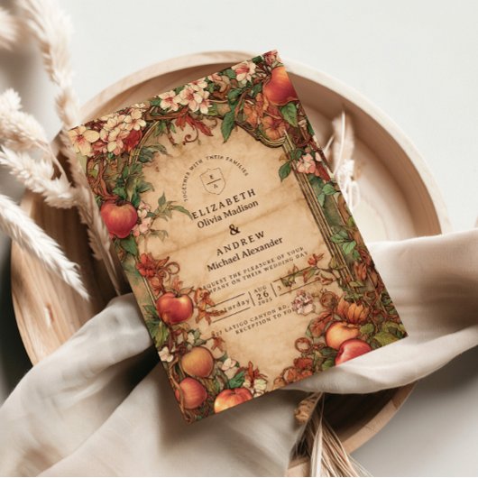 Vintage Orchard Botanical Wedding Kaart