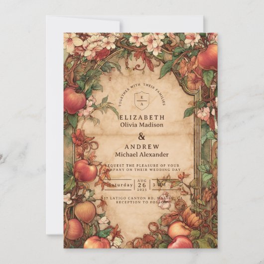 Vintage Orchard Botanical Wedding Kaart (Voorkant)
