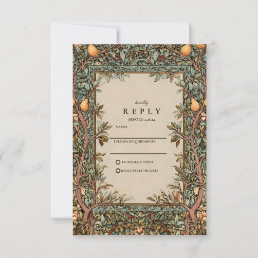 Vintage Orchard Wedding RSVP Kaartje (Voorkant)