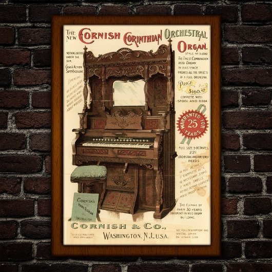 Vintage Orchestral Organ Advertising Poster