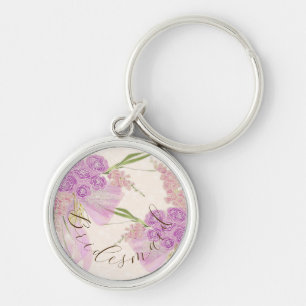 Vintage Orchid Ombré Boog en Boeket-Bruidsmeisje Sleutelhanger