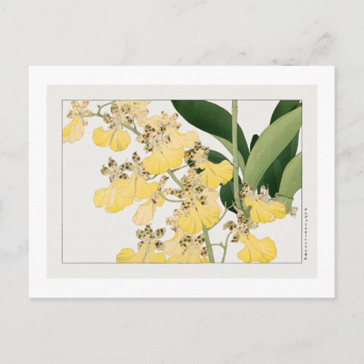 Vintage orchide bloem, ukiyo e kunstwerk briefkaart (Voorkant)