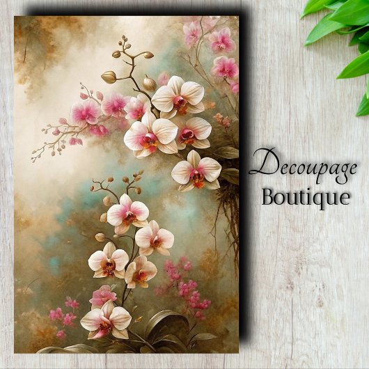 Vintage Orchidee Kunst Decoupage Tissuepapier