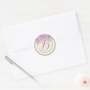 Vintage Orchidee Ombré Strik en Boeket Ronde Sticker