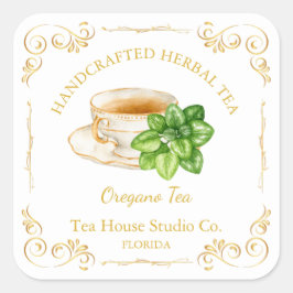 Vintage Oregano Tea Square Label