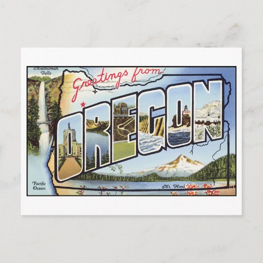 Vintage Oregon Briefkaart (Voorkant)