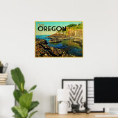 Vintage oregonkusten poster (Thuiskantoor)