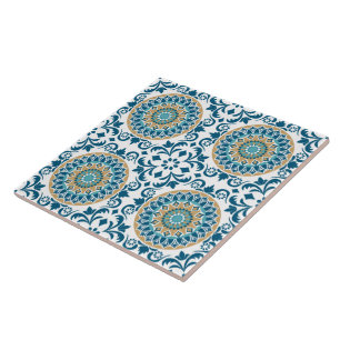 Vintage Oriëntaalse decoratieve blauwe, bruine en  Tegeltje