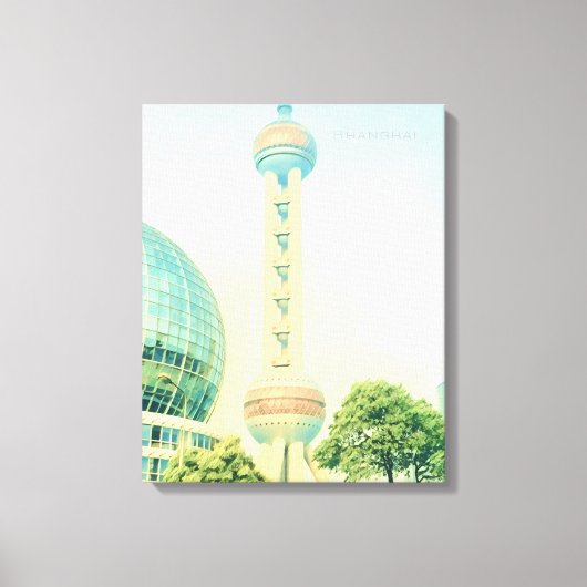 Vintage Oriental Pearl Tower Shanghai Canvas Afdruk (Voorkant)