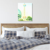 Vintage Oriental Pearl Tower Shanghai Canvas Afdruk (Insitu (Slaapkamer))
