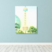 Vintage Oriental Pearl Tower Shanghai Canvas Afdruk (Insitu (Houten vloer))