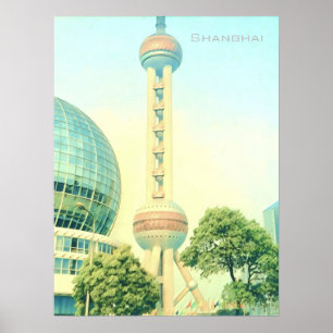 Vintage Oriental Pearl Tower Shanghai Poster