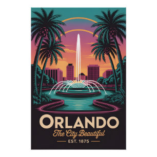 Vintage Orlando Florida City Beautiful Retro Reis Perfect Poster
