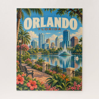 Vintage Orlando Florida Lake Eola Reisposter Legpuzzel