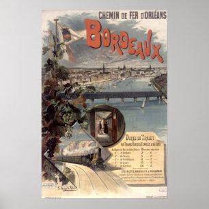 Vintage Orleans-spoorwegen Parijs naar Bordeaux Poster