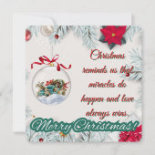 Vintage Ornament & Poinsettia Christmas Feestdagenkaart (Voorkant)