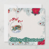 Vintage Ornament & Poinsettia Christmas Feestdagenkaart (Achterkant)