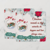 Vintage Ornament & Poinsettia Christmas Feestdagenkaart (Voorkant / Achterkant)