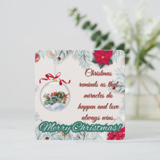 Vintage Ornament & Poinsettia Christmas Feestdagenkaart