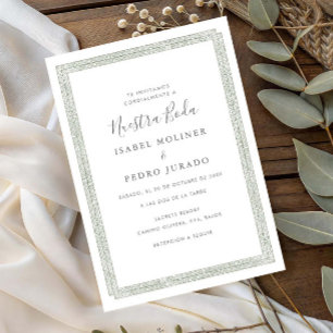 Vintage Ornament Salie Groen Nuestra Boda Trouwen Kaart