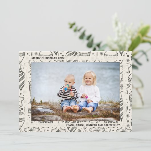 Vintage Ornamenten Feestdagenkaart (Staand voorkant)