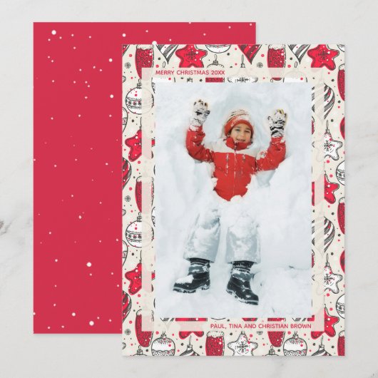 Vintage Ornamenten Feestdagenkaart (Voorkant / Achterkant)