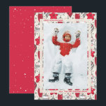 Vintage Ornamenten Feestdagenkaart<br><div class="desc">Rood en ivoor vintage kerstboomornamenten en uw groet en namen het chic lettering om je favoriete foto. *VOEG meer foto's en informatie op de rug toe. Selecteer Steen voor zwaarste papieren en high definition voor de beste afdrukkwaliteit. ***HORIZONTALE kaart voor u in onze winkel.</div>