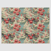 Vintage Ornamenten & Kerstbloemen op Zachte Blauwe