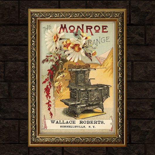 Vintage Ornate Cast Iron Stove Advertising Poster