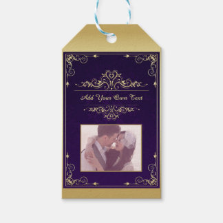 Vintage Ornate Elegant Purple Damask Custom Photo Cadeaulabel