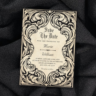 Vintage ornate wedding save the date