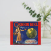 Vintage orregon Girl Apples Fruit Crate Briefkaart (Staand voorkant)