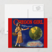 Vintage orregon Girl Apples Fruit Crate Briefkaart (Voorkant / Achterkant)