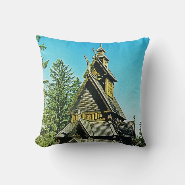 Vintage Oslo, Stave Church Kussen (Voorkant)