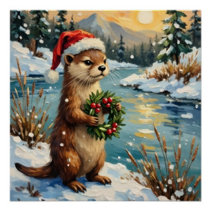 Vintage Otter met Kerstkrans van Frozen Perfect Poster