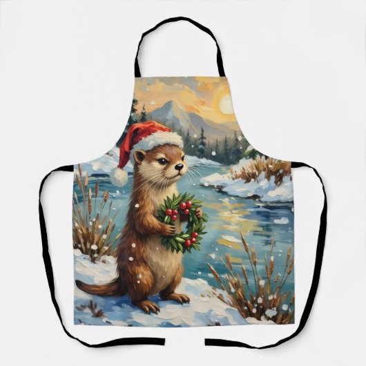 Vintage Otter met Kerstkrans van Frozen Schort (Voorkant)