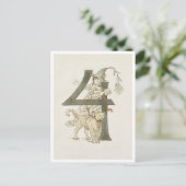 Vintage Ottilia Adelborg Bloem Nummer - 4 Briefkaart (Staand voorkant)