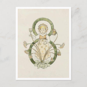 Vintage Ottilia Adelborg Bloem nummer - 8 Briefkaart