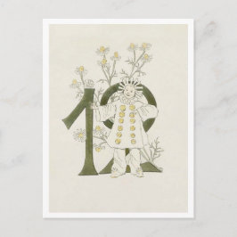 Vintage Ottilia Adelborg Bloemennummer - 12 Briefkaart