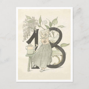 Vintage Ottilia Adelborg Bloemennummer - 18 Briefkaart