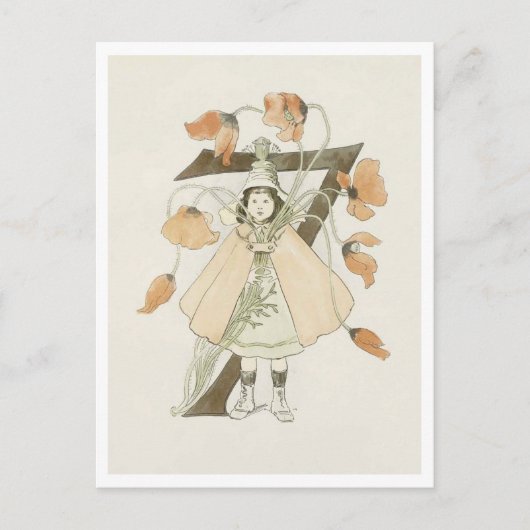 Vintage Ottilia Adelborg Bloemennummer - 7 Briefkaart (Voorkant)