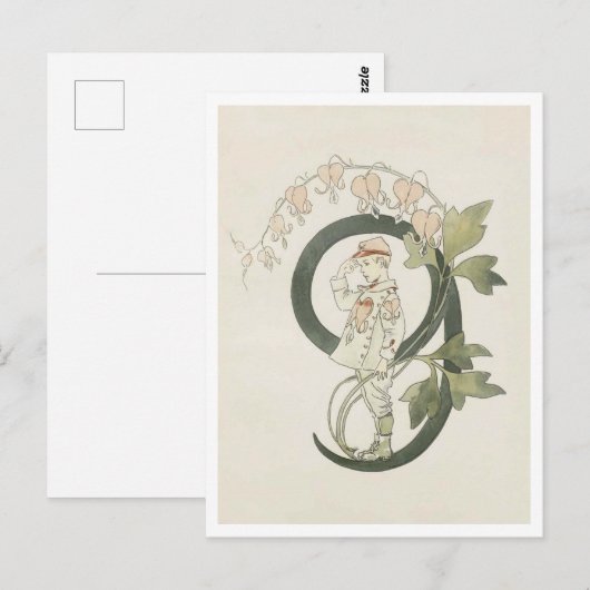 Vintage Ottilia Adelborg Bloemennummer - 9 Briefkaart (Voorkant / Achterkant)