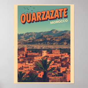 Vintage Ouarzazate stad kasbah Sahara woestijn Mar Poster