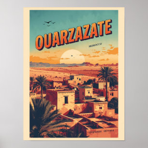 Vintage Ouarzazate stad kasbah Sahara woestijn Mar Poster
