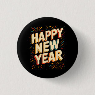 Vintage Oud en Nieuw Feest Countdown Gelukkig Nieu Ronde Button 3,2 Cm